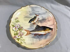 Vintage L.R.I. LIMOGES HAND PAINTED FISH PLATE - SIGNED