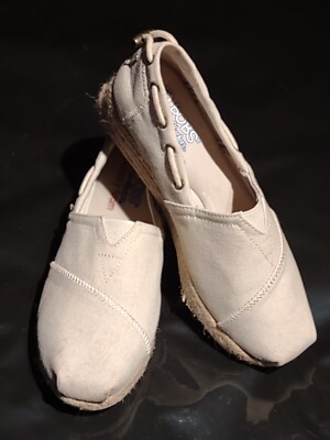 BOBS Skechers Shoes Womens Size 7.5 Natural Canvas Highlights Yacht Master