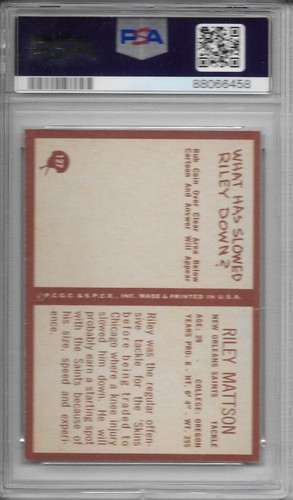 Philadelphia Football 1967 Riley Mattson #127 PSA 8 casi nuevo-como nuevo New Orleans Saints - Imagen 2 de 2
