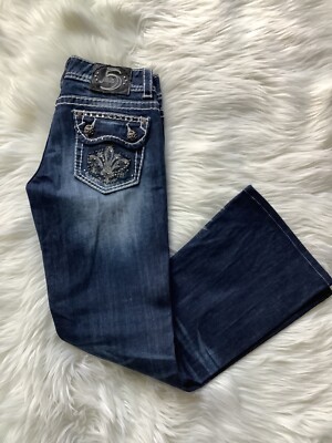 Studio Five NWOT Juniors Low Rise Jeweled Bootcut Flap Pocket Jeans; SZ 3.