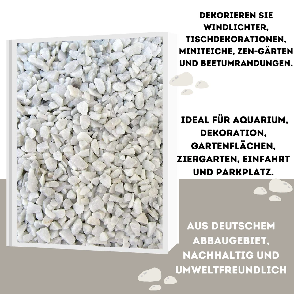 Dekosteine | Weiß | 7-15mm | Marmorkies | Natursteine zur Dekoration | Zierkies - Bild 4 von 4