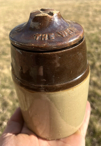 NICE STONEWARE FRUIT JAR W/THE WEIR LID PAT. 1892 PINT SIZE 1910'S ERA DUG L@@K - Picture 8 of 8