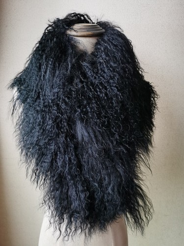 Real Mongolian Lamb Fur Scarf Collar Winter Warm Neckerchief Grey Black Pink - Picture 25 of 32