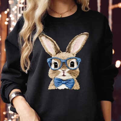 SWEATSHIRT (1019) Hase mit Sonnenbrille lustige Ohren süß Hase Familie Geschenk Pullover