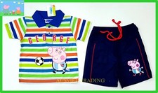 New Peppa Pig George polo top Tshirt shorts kids summer boys 2pc outfit set
