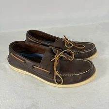 Sperry Top Sider 2-Eye Boat Shoes Men's Size 10W 0195115 Nautical Brown