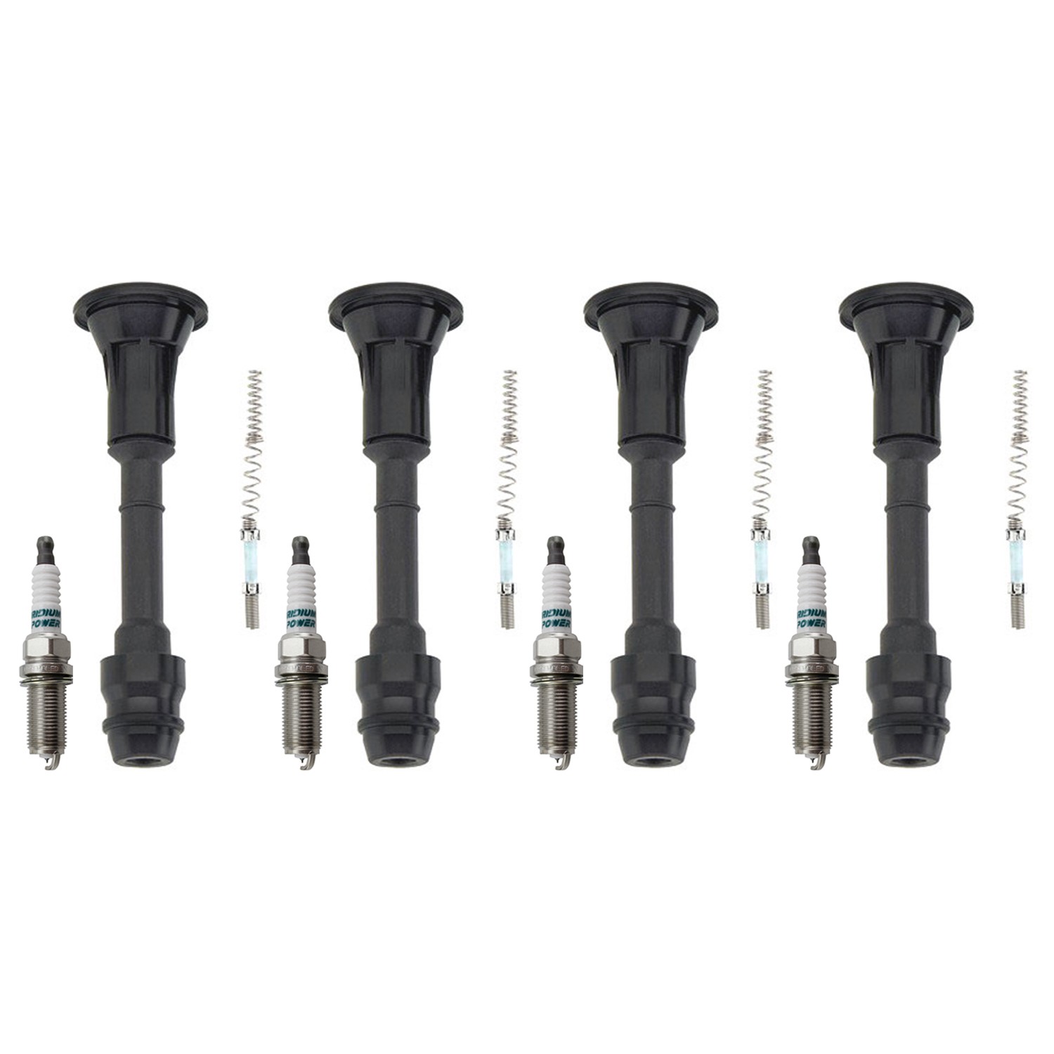 Denso 4 Iridium Power Spark Plugs 4 Coil Boots Kit for Nissan Altima Sentra 4L