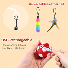 Interactive Cat Toys for Indoor Cats, Automatic Motion Activated Kitten Ball ...