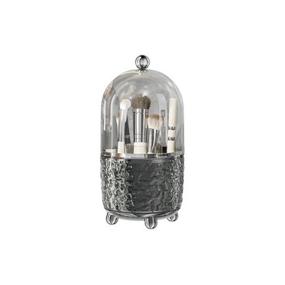 Makeup Brush Holder with Lid, 360° Rotating for Grey