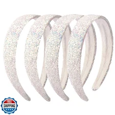 Tihebax Headbands for Girls Women Glitter White Headband Sparkly Headband Hai