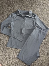 Women’s Grey Ribbed Activewear Co-ord Set (Top S / Leggings M)