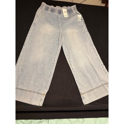Kensie Jeans Easy Breezy Denim WideLeg Pants Light Wash High Rise Blue Large NWT