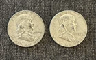 (2X) 90% Silver Franklin Half Dollar Average Circulated - 1954 & 1955