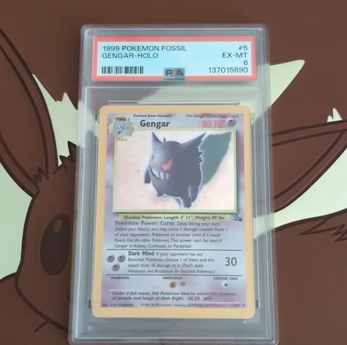 Vintage 1999 Pokémon Fossil Gengar Holo Rare 5/62 Unlimited PSA 6