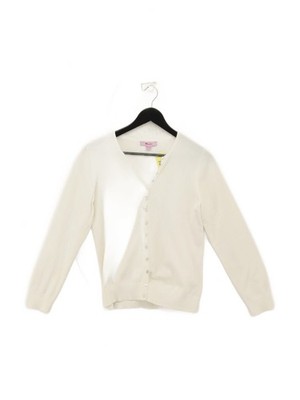 Monsoon Damen Strickjacke UK 12 creme Baumwolle mit Nylon, Elasthan V-Ausschnitt Cardigan