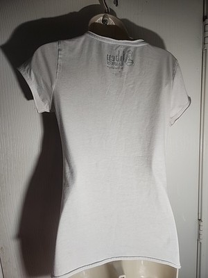 AVRIL LAVIGNE Abbey DAWN shirt M White Black Pink Skull Music Thin