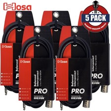 5-PACK Hosa HSX-005 5FT Rean 1/4" TRS to XLR M Pro Balanced Interconnect Cable