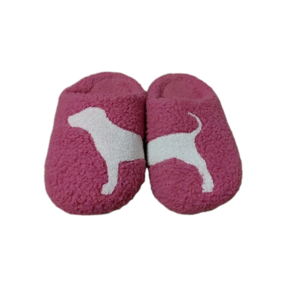 Zapatillas Sherpa ROSA Victoria's Secret M Punta Cerrada Rosa Perro Toboganes Difusas Sin Cordones Foto 3 de 4