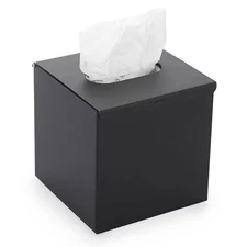 Square Tissue Box Cover - Stylish Cube Stainless Steel Tissue Box Holder, Mod...