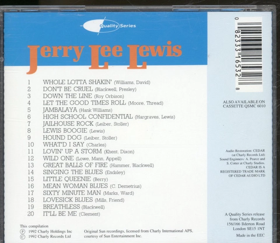 Jerry Lee Lewis Whole Lotta Shakin' CD Europa Charly 1992 QSCD6010 - Bild 2 von 3