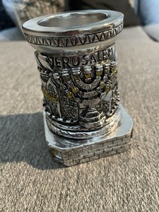 Vintage Havdalah Candle Holder Silver Plated 4" x 3"
