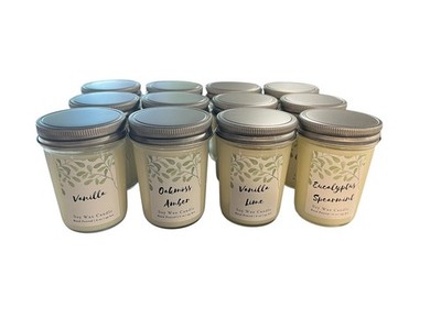 12 Pack 8 oz Scented Soy Wax Candles | Variety Pack | Bulk Candles | Labeled