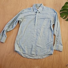 Lacoste Vintage 90s Plaid Light-Blue Long Sleeve Button Down Shirt Size 42 XL