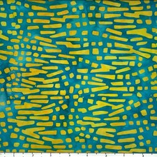 1 Yard Cut of Lunn Fabric Confetti Stripe Batik 100 Cotton 5085 Teal Yellow