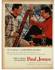 1956 Paul Jones Whiskey skiers ski lodge Vintage Print Ad