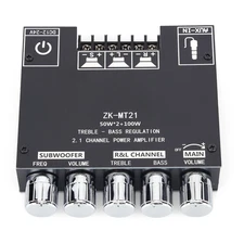 ZK-MT21 2X50W+100W 2.1 Channel BT5.0 AUX Digital Power Subwoofer Amplifier Board