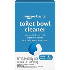 Basics Toilet Bowl Cleaners Tablets with Oxygen Bleach, Unscented,5 Count,1Pack