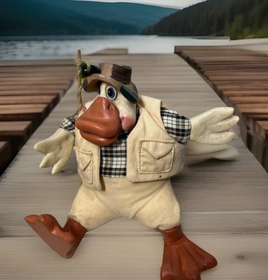 VTG Russ Berrie Country Folks Figures 1990s Sitting Duck Fishing Shelf Sittter