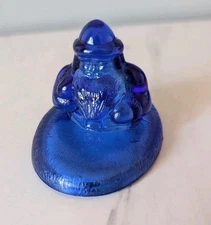 Cobalt Santa On Sleigh Candy Dish Lid Only For Replacement 