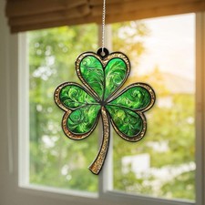 Green Shamrock Ornament, Irish Celtic Home Decor, Lucky Clover Hanging Gift Art