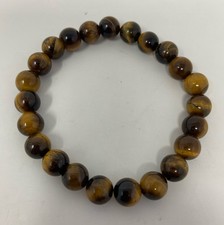 Unbranded Tiger  s Eye 8mm Beaded Stretch Bracelet - Brown/Gold