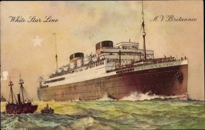 Ak Dampfer MV Britannic, White Star Line - 3265898