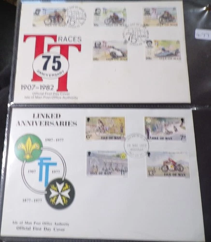 GB QEII FDC x 2. Isle of Man TT Races Anniversaries (477)