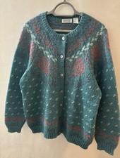 Vintage Ashley Mohair Blend Blue And Pink Button Up Cardigan Size Large/12