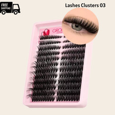 GROINNEYA Wispy Lash Clusters Fluffy Volume DIY Eyelash Extensions Glam Set