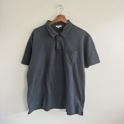 Sunspel Polo Shirt Mens XXL 2XL Blue Mesh Cotton