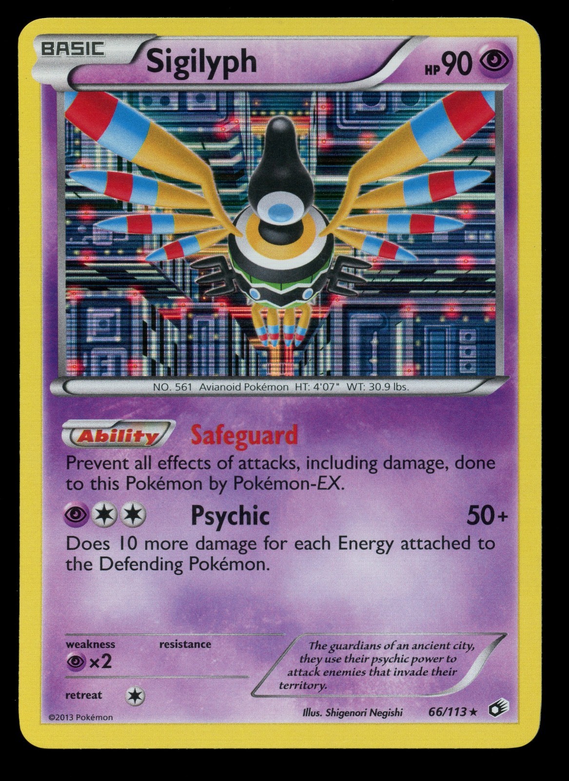 Sigilyph Holo Rare Legendary Treasures 66/113 LP/MP