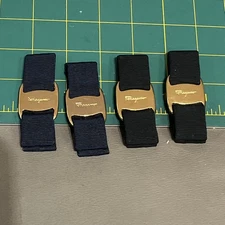 Salvatore Ferragamo Accessories Black & Navy  Logo Shoe Clips Headbands Crafts