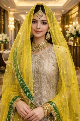 Damen Mädchen Barat Nikkah Mehndi Braut Dulhan Dupatta Qabool Hai, chadr rani