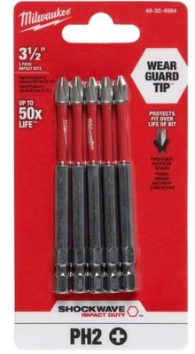 MILWAUKEE ELECTRIC TOOL 48-32-4564 Shockwave 3-1/2'' Power Bit #2, Black 