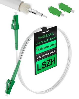 Glasfaser Kabel LC/APC zu LC/APC gepanzert OS2 Simplex 9/125μm 8m