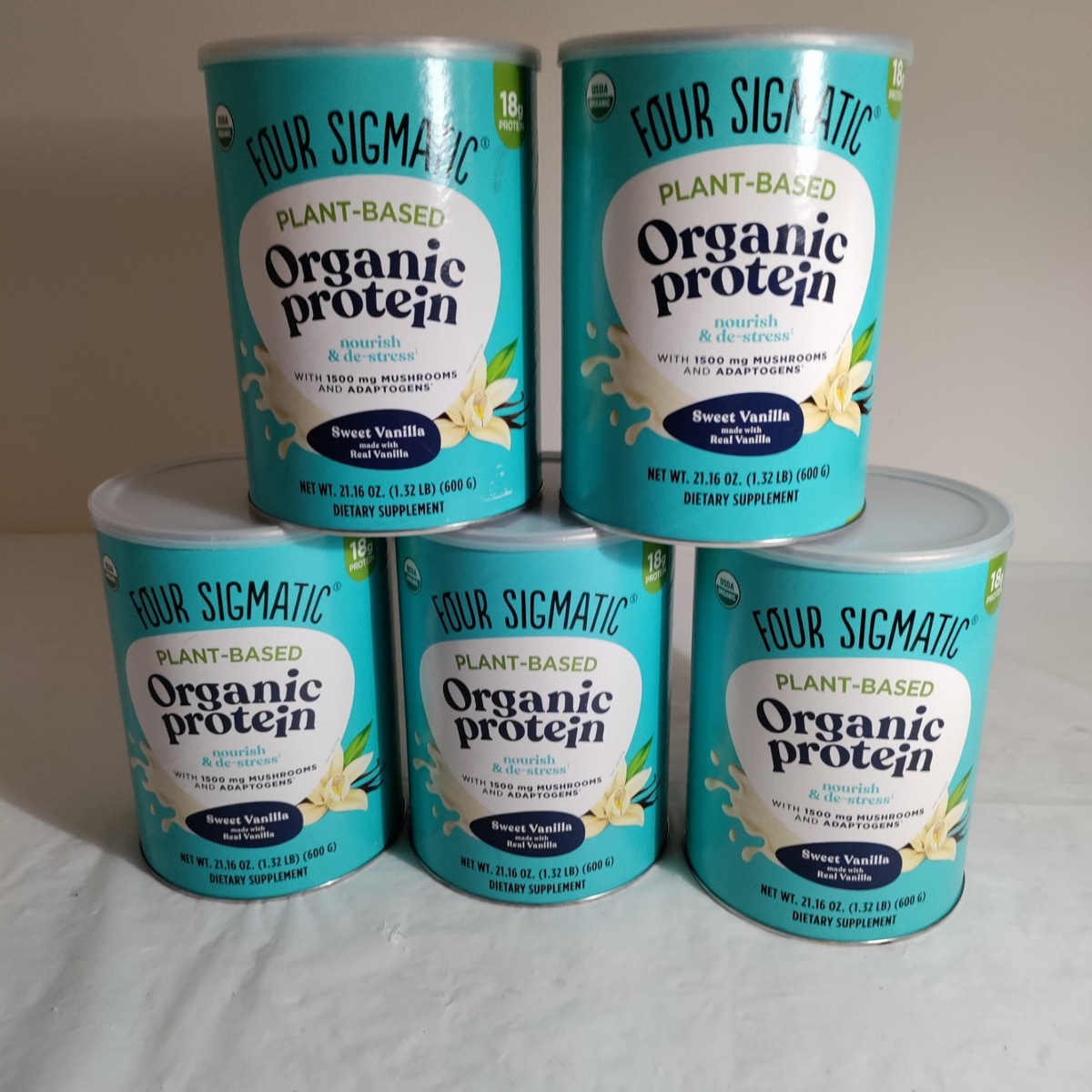 Five(5) Four Sigmatic Organic Plant-Based Protein Sweet Vanilla 1.32 lb Exp  7/26 | eBay