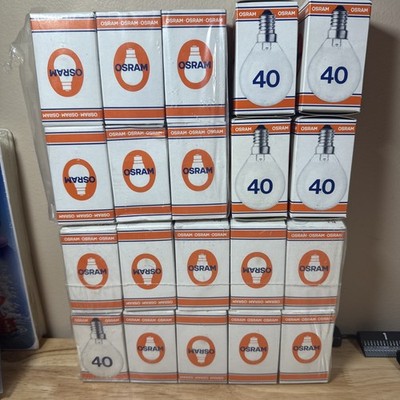 20 PC LOT / Osram E14 Globe Light 40 Watt / 125-130 Volt / 16 Frosted 4 Clear