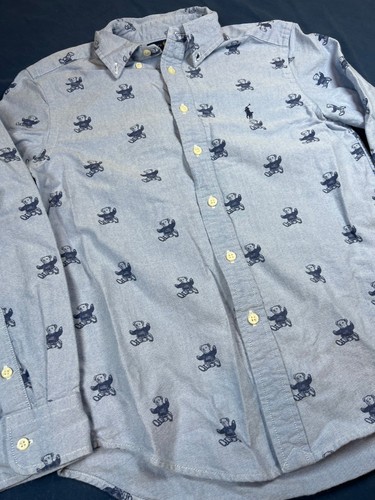 Sitting Bear Cotton Oxford Shirt Polo Ralph Lauren Boys M Youth Button Down Prep - Picture 9 of 19