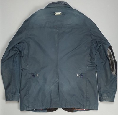 Barbour Ogston Wax Jacket Mens Large Navy Blue Classic Country