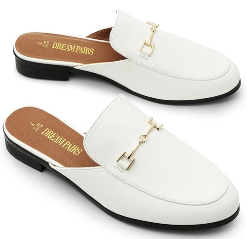 Traumpaar Damen 7 flache Pantoletten weiß spitz zulaufend rückenfrei Slipper Pantoletten Halbschuh - Bild 5 von 10